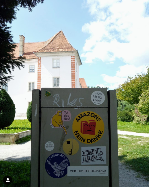 A sticker with a philosophical question: How are you living? In the streets of Murska Sobota, Slovenia.